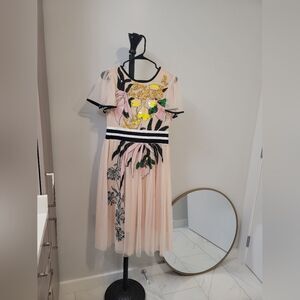 Natia Blush Pink Embroidered & Sequin Dress Size Small